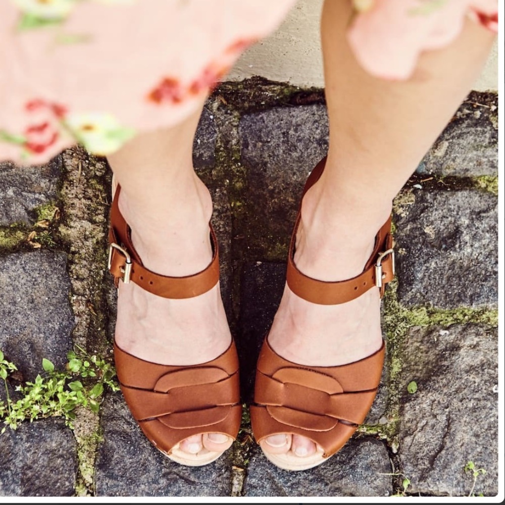 Lotta from Stockholm peep toe high wood clogs